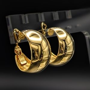 Vintage MONET Goldtoned Hoop Earrings on Original Card - NOS